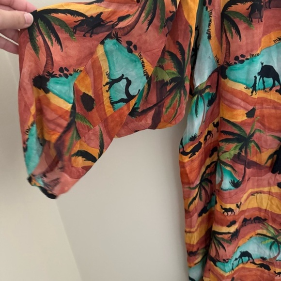 Chufy Anthropologie Made in India Orange Camel Desert Oasis Kaftan Maxi Dress - Picture 8 of 16